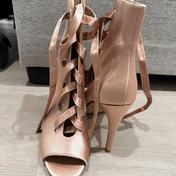 INC Rose Gold/Pink Lace Heels- Satin Fabric-Size 10 - Picture 5 of 13